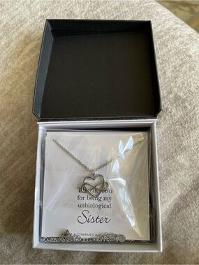 Silver Infinity Heart Unbiological ‘Sister' Necklace